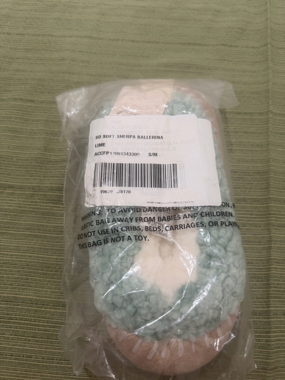 Free People Plush Sherpa Ballerina Slippers in Mint and White l